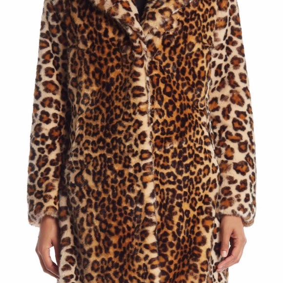NWOT Trina Turk Leopard Print Faux Fur Coat - Picture 4 of 13